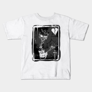 Skull, Digital Art, Love and Hate Kids T-Shirt